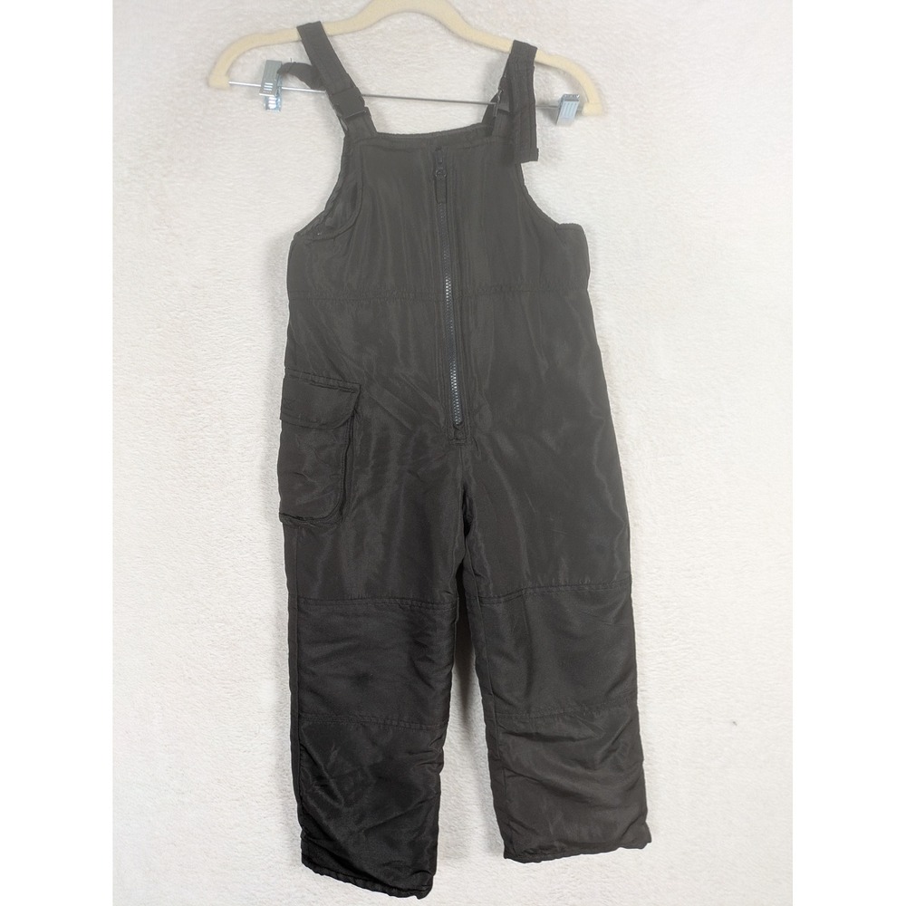 Northcrest Snow Bibs Kid's XS 4/5 Black Adjustable Straps Insulated Cargo Pocket